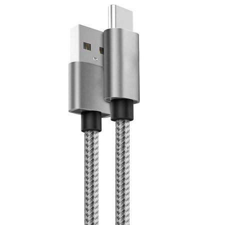 Cablu de date Lemontti Textil, USB Type-C, Gri