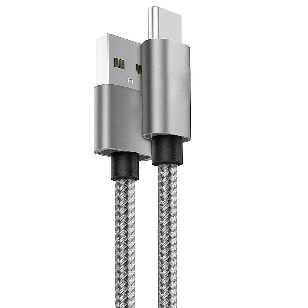 Cablu de date Lemontti Textil, USB Type-C, Gri