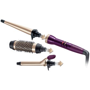 Ondulator Remington Your Style CI97M1, 3 accesorii, 220º, Invelis ceramic si turmalina, Mov/Auriu