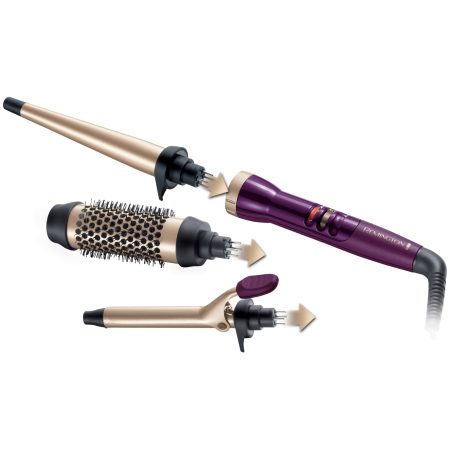 Ondulator Remington Your Style CI97M1, 3 accesorii, 220º, Invelis ceramic si turmalina, Mov/Auriu