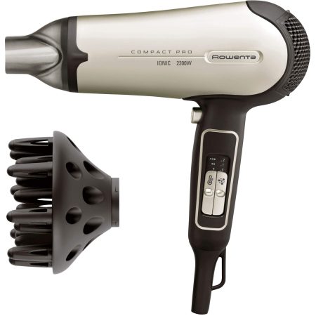 Uscator de par Rowenta Compact Pro CV4721F0, 2200 W, 2 viteze, 3 trepte temperatura, Negru/Crem