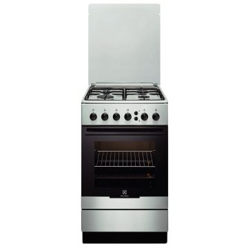 Aragaz pe Gaz Electrolux EKG51153OX, 4 Arzatoare, Aprindere electrica, Grill, 50 cm, Inox