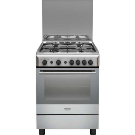 Aragaz pe Gaz Hotpoint H6GG1F, Aprindere electrica, Grill, 60 cm, Inox