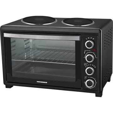 Cuptor electric cu 2 plite Heinner HCE-452BK, 1600 W, 45 L, Grill