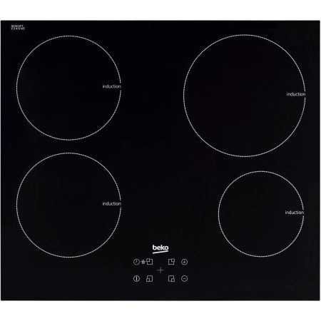 Plita incorporabila cu inductie Beko HII64400AT, 4 Zone, 60 cm, control touch, Sticla neagra