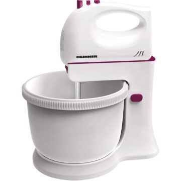 Mixer cu bol Heinner HMB-350BG, 300 W, 2.5 l, 5 viteze, Alb