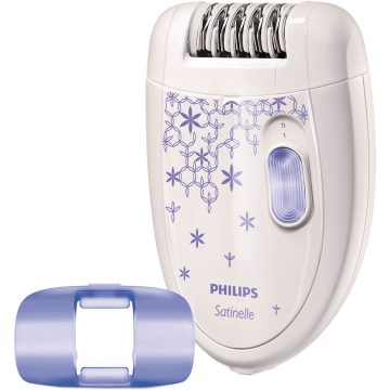 Epilator Philips Satinelle HP6421/00, 20 puncte de prindere, 2 viteze, Alb/Mov