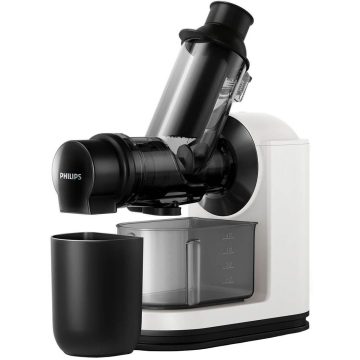 Storcator de fructe si legume cu melc Philips HR1887/80, 150 W, 1 l, Alb/Negru