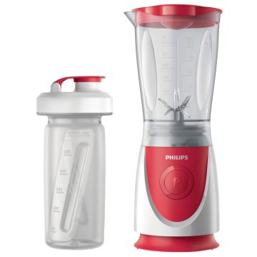 Mini blender Philips Daily Collection HR2872/00, 350 W, 0.6 l, 1 viteza, Rosu/Alb