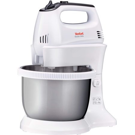 Mixer cu bol Tefal HT312138, 300 W, 3.5 l, 5 viteze, Alb/Argintiu