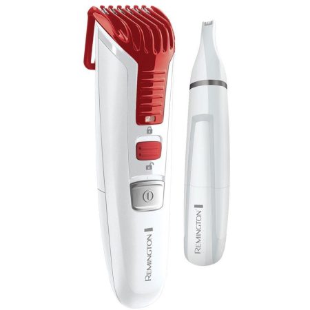 Aparat de tuns barba Remington MB4122, Baterii, 1.5-18 mm + Trimmer pentru nas/urechi, Alb