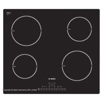 Plita incorporabila Bosch PIA611F18E, Inductie, 4 Zone gatit, Touch control, 60 cm, Negru