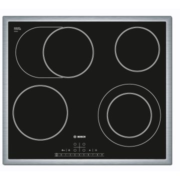 Plita incorporabila Bosch PKN645F17E, Vitroceramica, 4 Zone de gatit, Touch control, 60 cm, Negru/Inox