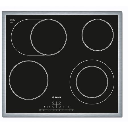 Plita incorporabila Bosch PKN645F17E, Vitroceramica, 4 Zone de gatit, Touch control, 60 cm, Negru/Inox