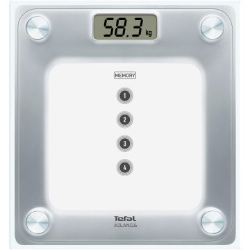 Cantar electronic Tefal Atlantis Memo PP3020, 160 kg, Argintiu