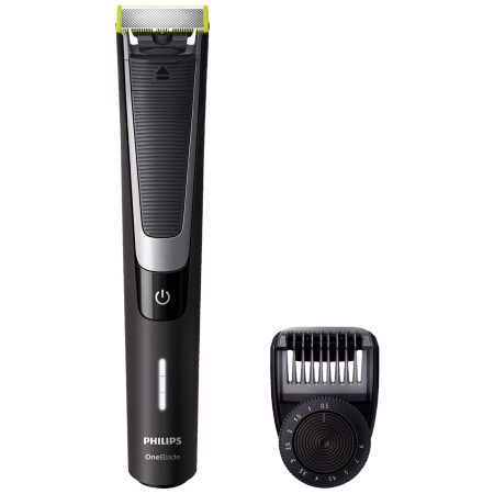 Aparat hibrid de ras si tuns barba Philips OneBlade Pro QP6510/20, Acumulator, Cap barbierit cu o lama, Umed/Uscat, Negru