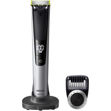 Aparat hibrid de ras si tuns barba Philips QP6520/20, Acumulator, Cap barbierit cu o lama, Umed/Uscat, Negru/Argintiu