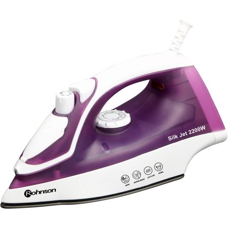 Fier de calcat Rohnson R332, 2200 W, 70gr/min, 350 m, Talpa inox, Alb/Mov