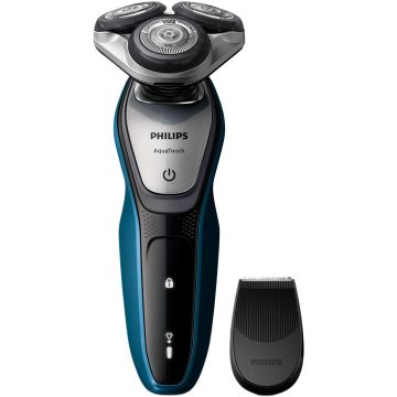 Aparat de ras Philips S5420/06, Acumulator, Cap barbierit cu 3 lame, Umed/Uscat, Albastru/Negru