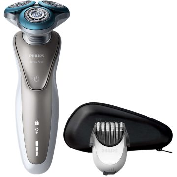 Aparat de ras Philips S7510/41, Acumulator, Cap barbierit cu 3 lame, Umed/Uscat, Alb/Argintiu