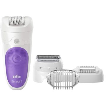 Epilator Braun SE5541, 28 pensete, 2 viteze, Umed/Uscat, Alb/Mov