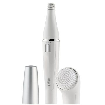Epilator facial Braun SE810 Face, 10 pensete, 1 viteza, Perie curatare cu micro-oscilatii, Alb
