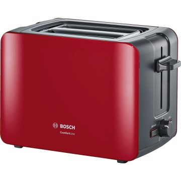 Prajitor de paine Bosch TAT6A114, 1090 W, 2 felii, Rosu