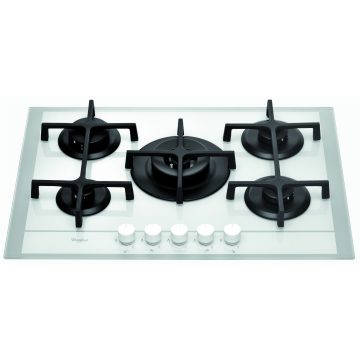 Plita incorporabila Whirlpool GOF 7523 WH, Gaz, 5 Arzatoare, Aprindere electrica, 73 cm, Alb