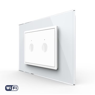 Intrerupator Dublu WIFI cu Touch LIVOLO cu rama din sticla, standard italian – Serie Noua