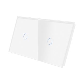 Panou Intrerupator Simplu + Simplu cu Touch Din Sticla LUXION