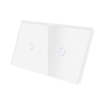 Panou Intrerupator Simplu + Simplu cu Touch Din Sticla LUXION