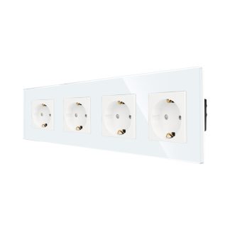 Priza Cvadrupla LUXION cu rama din sticla