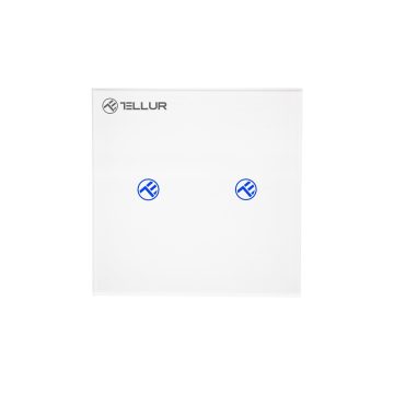 Intrerupator Dublu Wi-Fi cu Touch din Sticla Tellur, SS2N, 2 Porturi