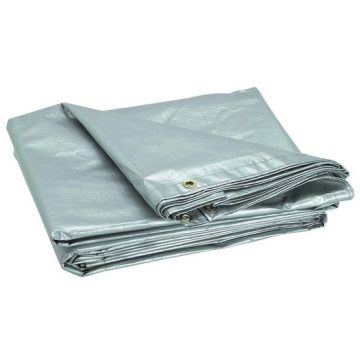 Prelata impermeabila cu inele 150 g/mp, 6x10 m, argintiu, DSH 104077