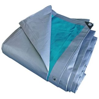 Prelata impermeabila cu inele 220 g/mp, 4x6 m, argintiu-verde, DSH 104220