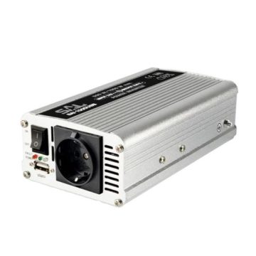 Invertor tensiune 12V DC-230V AC, 500/1000W cu USB, protectie la suprasarcina, supraincalzire, impotriva scurtcircuitarii si la descarcarea acumulatorului, priza prevazuta cu protectie copii Home SAI 1000USB