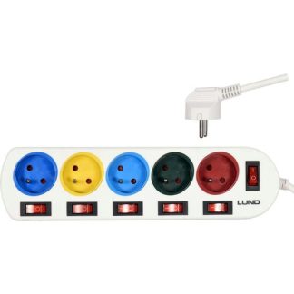 Prelungitor cu 5 prize cu comutator individual Lund 72460