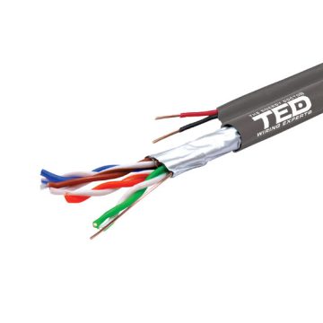 Cablu FTP cat.5e Cupru + 2 fire x 0,75 mm cupru multifilare de alimentare rola 305ml TED Wire Expert TED002389 BBB