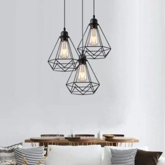 Pendul Diamant 3xE27  negru  metal 6630/3R