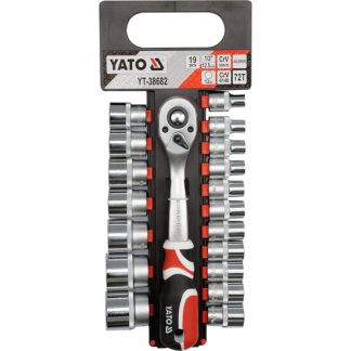 Set 18 chei tubulare bihexagonale si clichet 1/2" Yato YT-38682