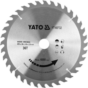 Disc circular pentru lemn 255X36TX30 mm Yato YT-60732
