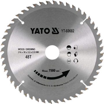 Panza circular 216 x 30 x 3.2 mm 48d lemn Yato YT-60682