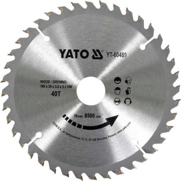 Disc circular pentru lemn 190 x 30 x 3.2 mm 40 dinți Yato YT-60489