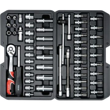 Trusa chei tubulare si biti 1/4" 56 piese Yato YT-14501