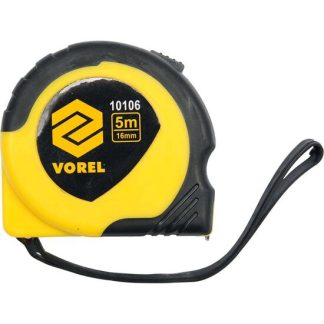 Ruleta 5 m x 16 mm, galben - negru Vorel 10106