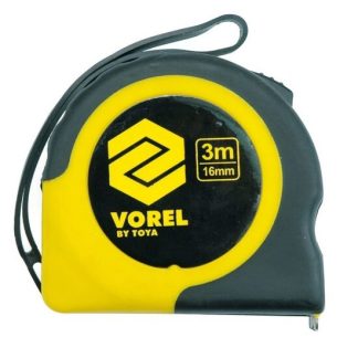 Ruleta 3 m x 16 mm, galben - negru Vorel 10104