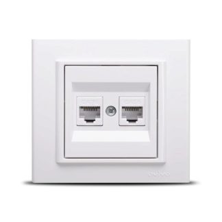 Priza Dubla UTP Cat 6 ST Alb Ovivo Mina