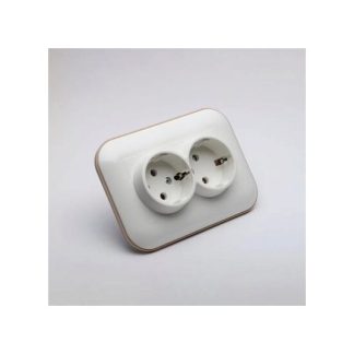 Priza Dubla cu CP Alb Kraft Ovivo Loft