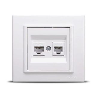 Priza UTP CAT6 si Telefon ST Alb Ovivo Mina