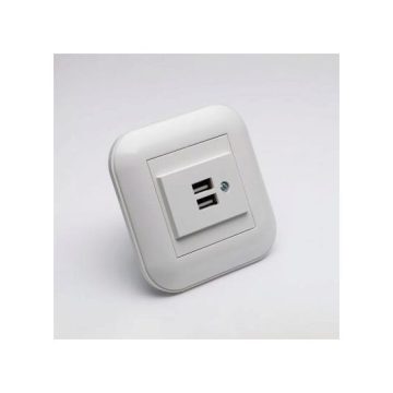 Priza Ovivo Loft 2xUSB Alb